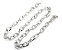 Toptan Unisex Gemici model Kalın Ezme Zincir Kolye Gümüş Renk