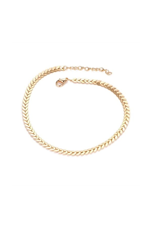 Toptan Happy yaprak Balık Sırtı Zincir Tasma Kolye Gold - Görsel 5