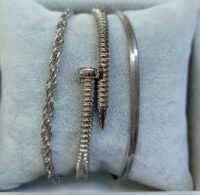 Toptan Unisex Burgu çivi Kombin Bileklik Gümüş Renk