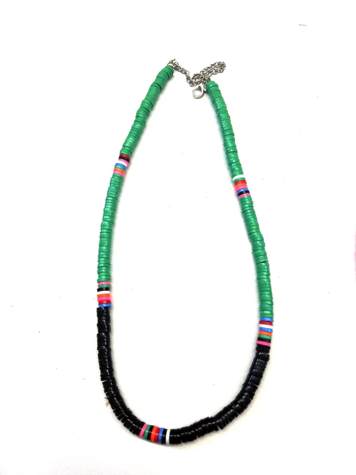 Toptan Fimo Boncuklu Rainbow Kolye Yeşil Siyah Renkli 2 Toptan Fimo Boncuklu Rainbow Kolye Yeşil Siyah Renkli