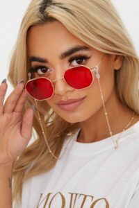 Toptan Kadın Gözlük Zinciri Chic Minik Toplu Gold