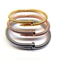 Toptan Unisex Kombin Burgu Çivi Bileklik Kelepçe Rose-Altin-Gümüş Renk