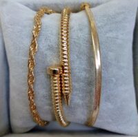 Toptan Unisex Burgu çivi Kombin Bileklik Altın Renk