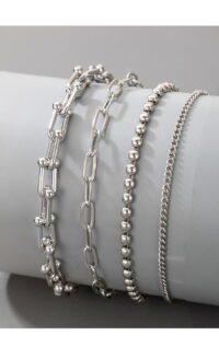 Toptan Balls Kalın Gümüş Renk Kombin Bileklik