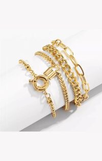 Toptan Boho Kalın Altın Renk Kombin Bileklik