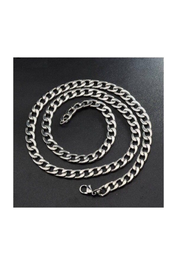 Toptan Unisex Gemici Erkek Cadena Zinciri Kolye 7 mm 56 cm Gümüş Renk - Görsel 8