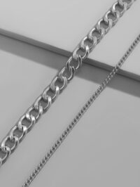 Alternative view of Toptan Gümüş Rengi Gerdanlık Kolye Unisex Katlı Cadena Kolye