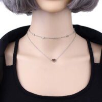 Alternative view of Toptan Gümüş Renk Gerdanlık Kolye Kadınlar İçin Top Zincir Kalp Kolye