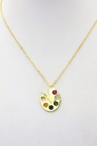 Alternative view of Toptan Altın Renk Zirkon Taşlı Kolye Renk Palet Kolyezirkon