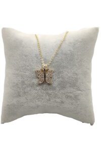 Toptan Altın Renk Zirkon Taşlı Kolye Kelebek Kolyezirkon