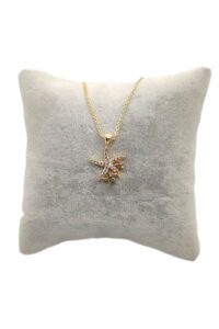 Toptan Altın Renk Zirkon Taşlı Kolye Üçlü Yıldız Kolyezirkon