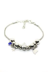 Toptan Yaprak Modeli Pandora Bileklik Gümüş Renk