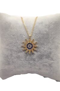 Toptan Altın Renk Zirkon Taşlı Kolye Güneş Göz Kolyezirkon