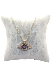 Toptan Altın Renk Zirkon Taşlı Kolye Ra Göz Kolyezirkon