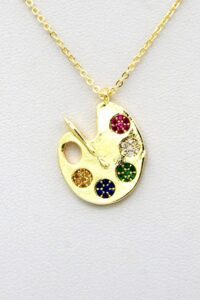 Toptan Altın Renk Zirkon Taşlı Kolye Renk Palet Kolyezirkon