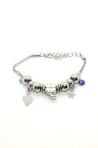 Toptan Yonca Modeli Pandora Bileklik Gümüş Renk