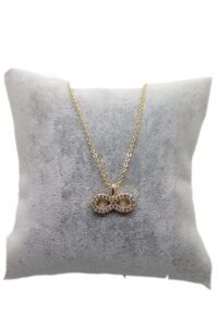 Toptan Altın Renk Zirkon Taşlı Kolye Sonsuzluk Kolyezirkon