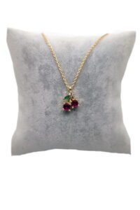 Toptan Altın Renk Zirkon Taşlı Kolye Kiraz Kolyezirkon