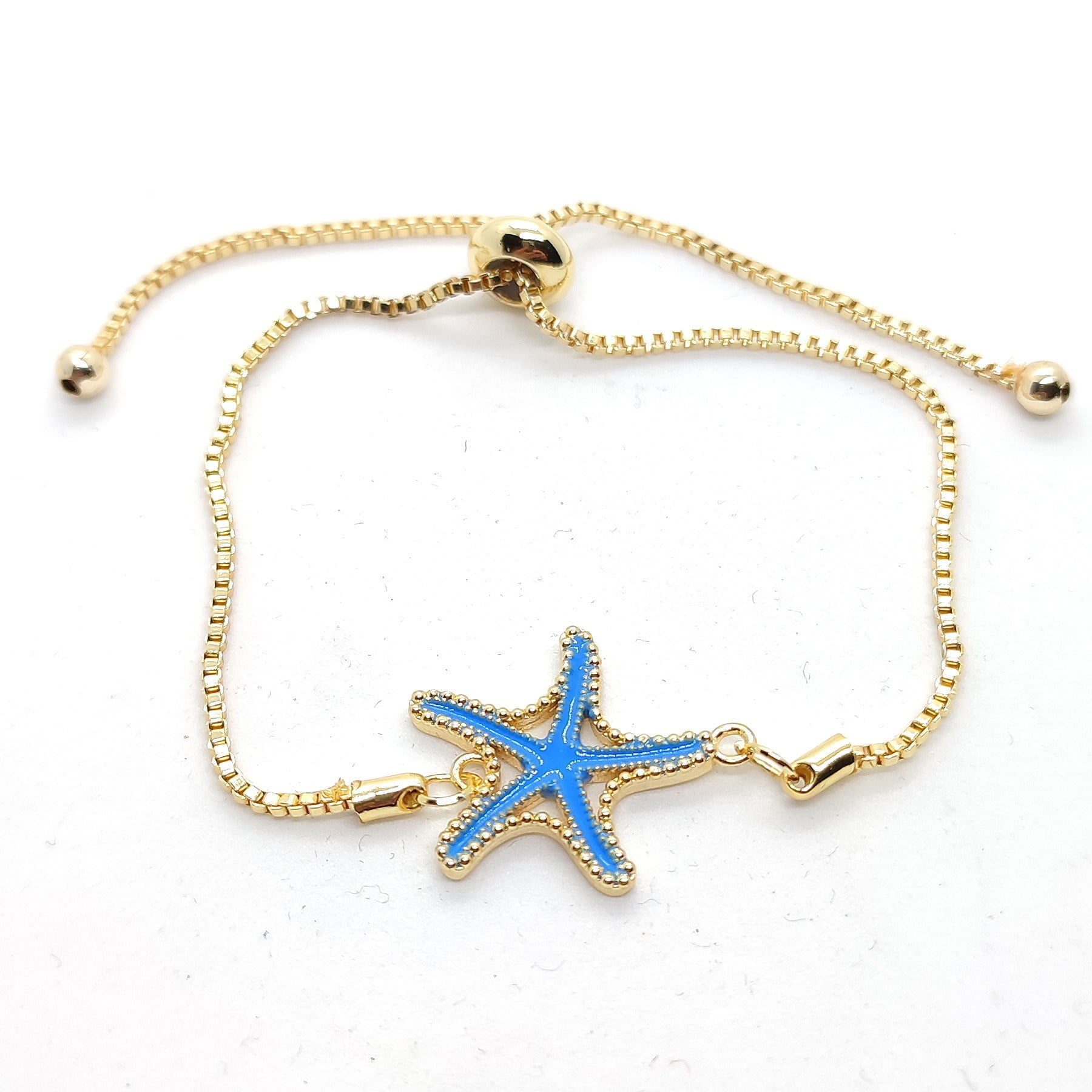 Toptan Altın Renk Zirkon Taşlı Mavi Mineli Deniz Yıldızı Asansör Bileklik 3 Toptan Altın Renk Zirkon Taşlı Mavi Mineli Deniz Yıldızı Asansör Bileklik