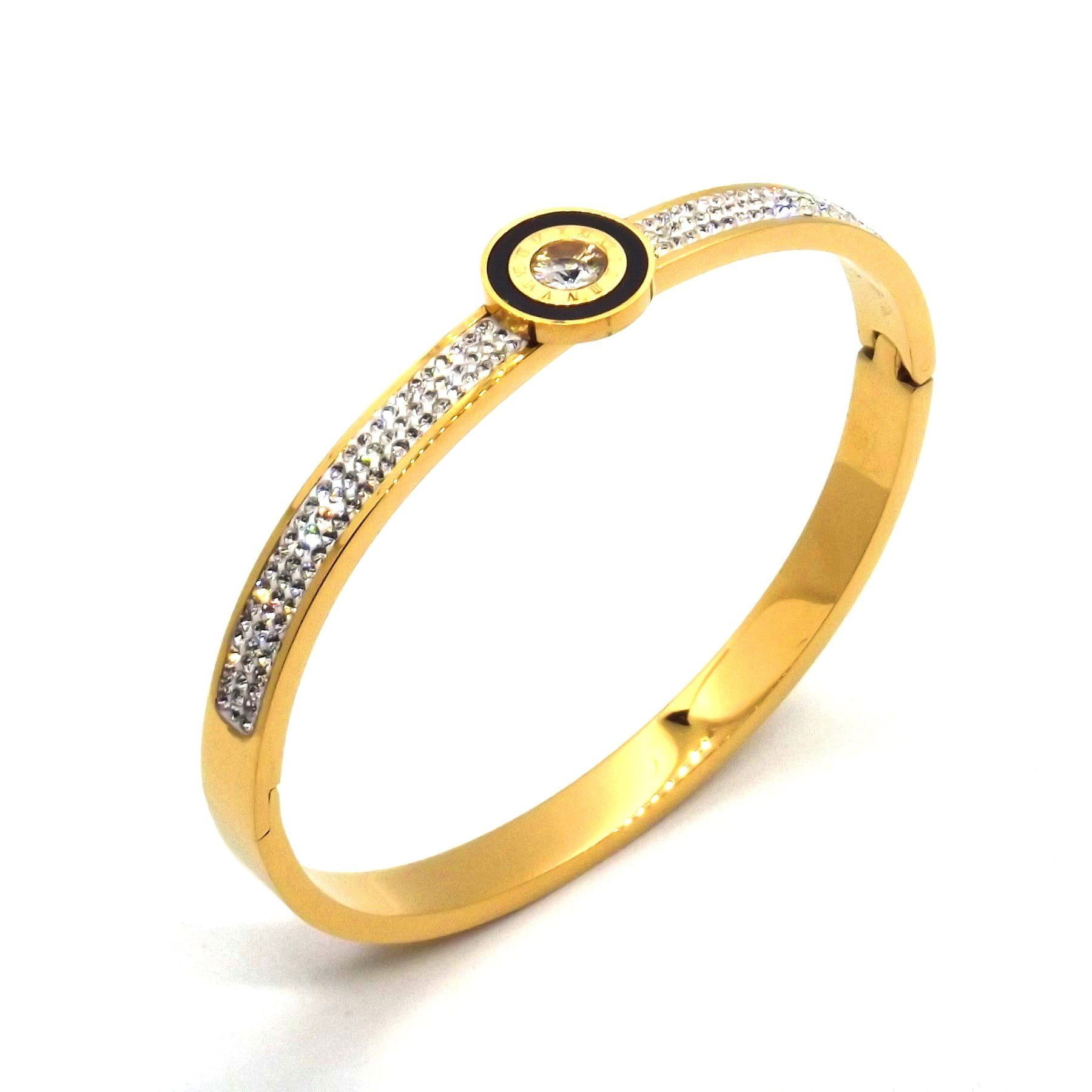 Toptan Altın Renk Çelik Yuvarlak Mineli Roma Detaylı Kelepçe Bileklik 675 3 Toptan Altın Renk Çelik Yuvarlak Mineli Roma Detaylı Kelepçe Bileklik 675