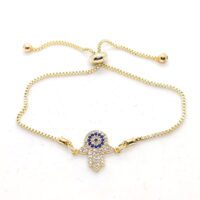 Toptan Altın Renk Zirkon Taşlı Nazar EL Asansör Bileklik