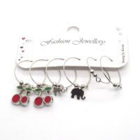 Toptan Gümüş Renk Mineli Kiraz Figurlu Kombin Küpe 645