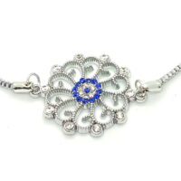 Alternative view of Toptan Gümüş Renk Yuvarlak Ortası Göz Nazar Motifli Asansör Bileklik