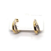 Toptan Altın Renk Çelik Yarım Halka Çok Taşlı Küpe 687