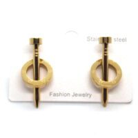 Toptan Altın Renk Çelik Çivi Model Küpe 686