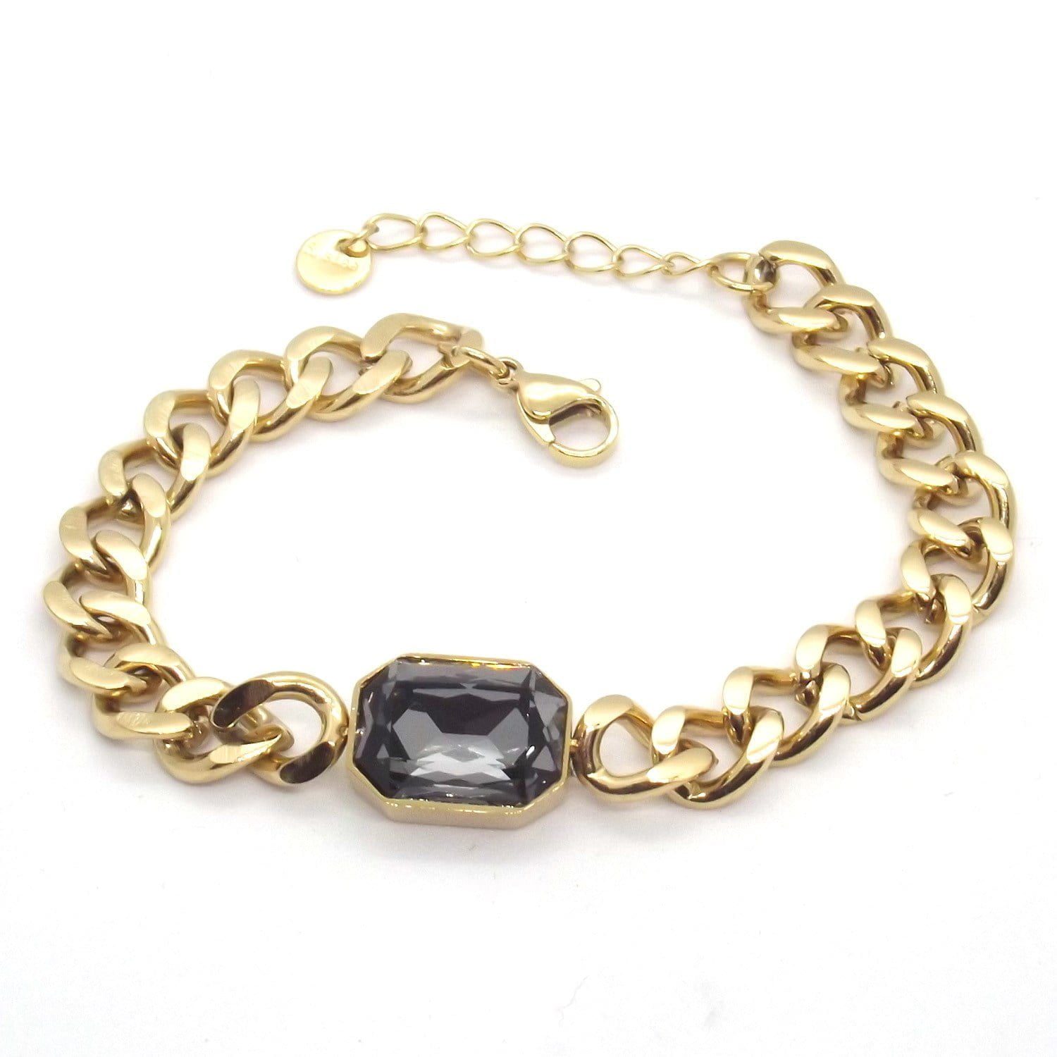 Toptan Altın Renk Çelik Kare Taşlı Cadena Bileklik 667 3 Toptan Altın Renk Çelik Kare Taşlı Cadena Bileklik 667