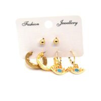 Toptan Altın Renk Halka Göz Kombin Küpe 752