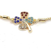 Alternative view of Toptan Altın Renk Renkli Yonca Motifli Asansör Bileklik