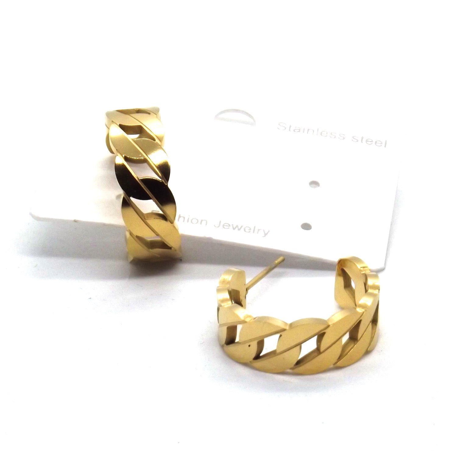 Toptan Altın Renk Çelik Zincir Motifli Küpe 689 3 Toptan Altın Renk Çelik Zincir Motifli Küpe 689