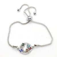 Toptan Gümüş Renk Yuvarlak Çerçeve Kelebek Motifli Asansör Bileklik