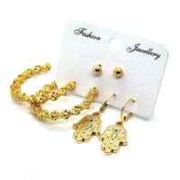 Toptan Altın Renk Halka El Kombin Küpe 751