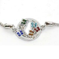 Alternative view of Toptan Gümüş Renk Yuvarlak Çerçeve Kelebek Motifli Asansör Bileklik