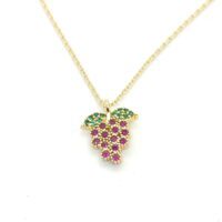 Toptan Altın Renk Zirkon Taşlı Salkım Üzüm Kolye