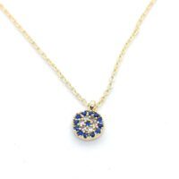 Toptan Altın Renk Zirkon Taşlı Yuvarlak Göz Kolye