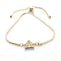 Toptan Altın Renk Zirkon Taşlı Az Taşlı Kral Taçı Asansör Bileklik