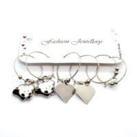 Toptan Gümüş Renk Beyaz Mineli Panda Figurlu Kombin Küpe 654