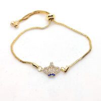 Toptan Altın Renk Zirkon Taşlı Çok Taşlı Kral Taçı Asansör Bileklik