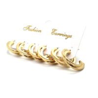 Alternative view of Toptan Altın Renk Halka Üst Üste Geçmeli Kombin Küpe 747