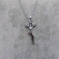 Toptan Gümüş Renk Zirkon Taşlı Kolye Balonlu Kız Kolye 787