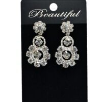 Toptan Gümüş Renk Abiye Yuvarlak Sekiz Desenli Şerit Küpe 821