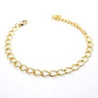 Toptan Altın Renk Şeritli Yuvarlak Zincir Unisex Bileklik 919