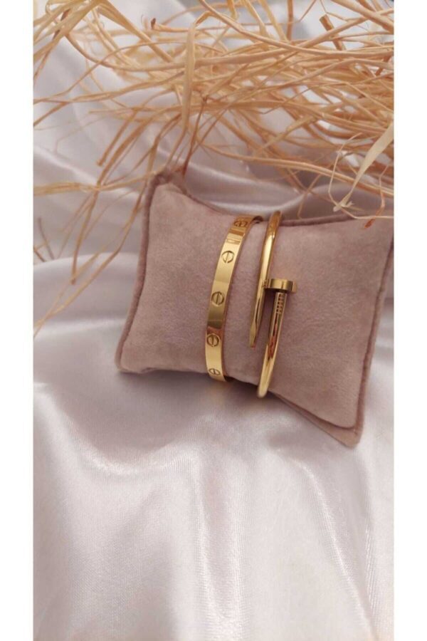 Toptan Altın Renk Çivi Ve Cartier Bileklik Set 763