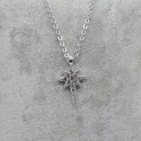 Toptan Gümüş Renk Zirkon Taşlı Kolye Kuyruklu Kutup Yıldızı Kolye 788