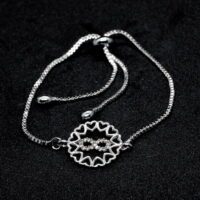 Toptan Gümüş Renk Zirkon Taşlı Yuvarlak Kalp Sonsuzluk Asansör Bileklik 848