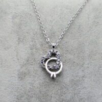 Toptan Gümüş Renk Zirkon Taşlı Kolye Kalp Yüzük Kolye 792