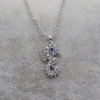 Toptan Gümüş Renk Zirkon Taşlı Kolye Deniz Atı Kolye 784